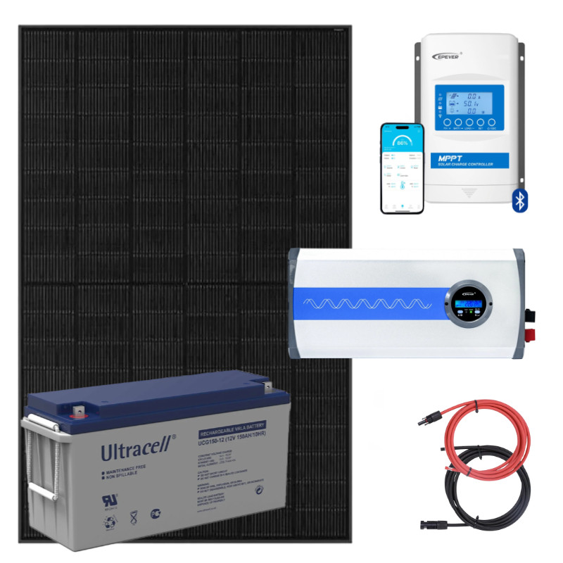 Elektrownia słoneczna 435Wp z akumulatorem - zasilanie 230V moc 1000W + MPPT