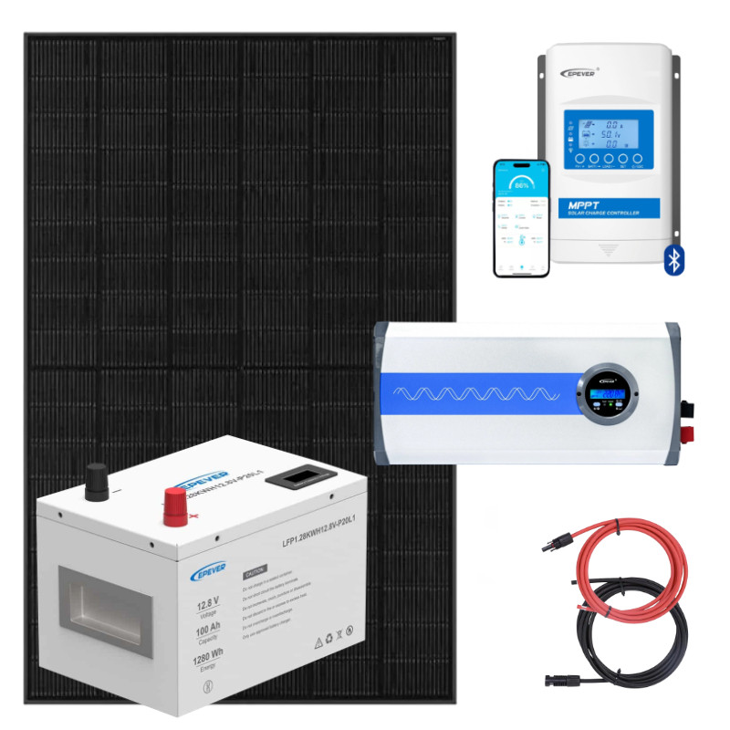 ELEKTROWNIA SŁONECZNA 435WP Z AKUMULATOREM - ZASILANIE 230V MOC 350W + MPPT