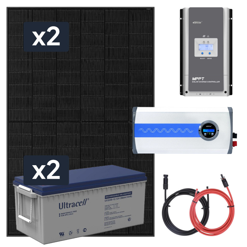 Elektrownia słoneczna 870W z akumulatorem - zasilanie 230V moc 3000W + MPPT
