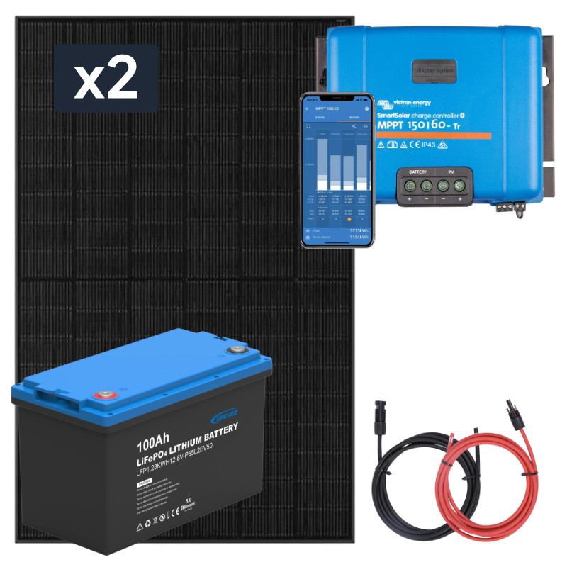 Panel słoneczny 910W i akumulator LiFePO4 100Ah z regulatorem MPPT
