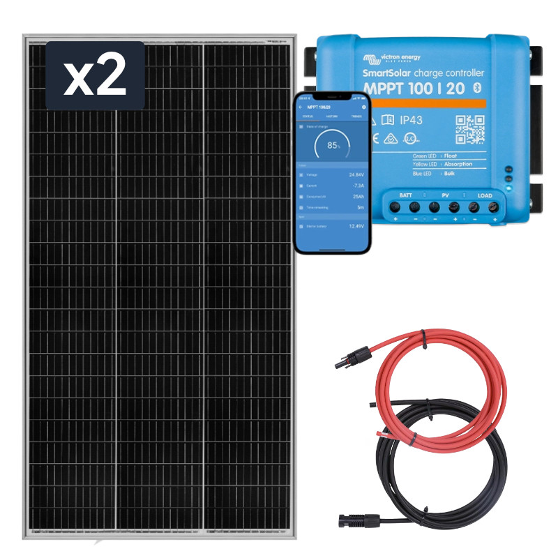 Zestaw do kampera panel sztywny 2x180W, regulator ładowania MPPT
