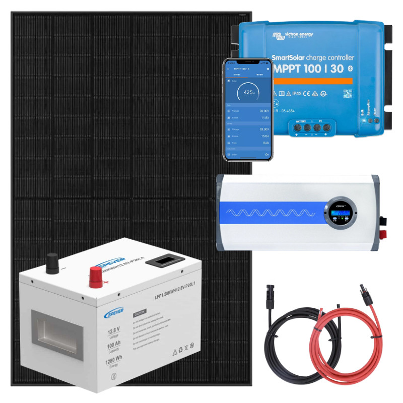 Zestaw PV 435W, akumulator LiFePO4 100Ah, regulator MPPT i przetwornica