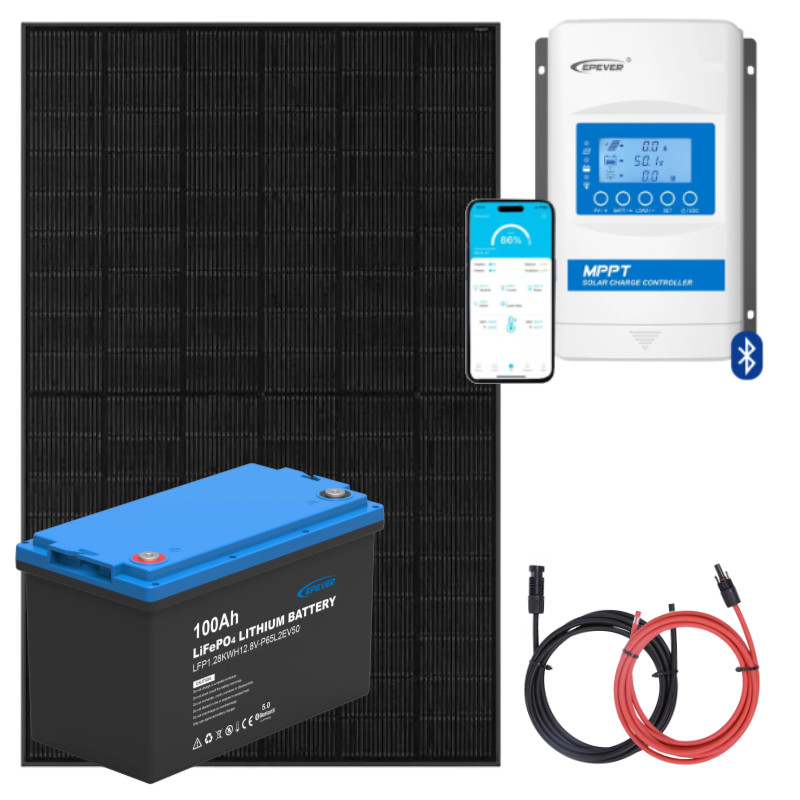 Panel słoneczny 455W z regulatorem 30A MPPT oraz akumulatorem 100Ah