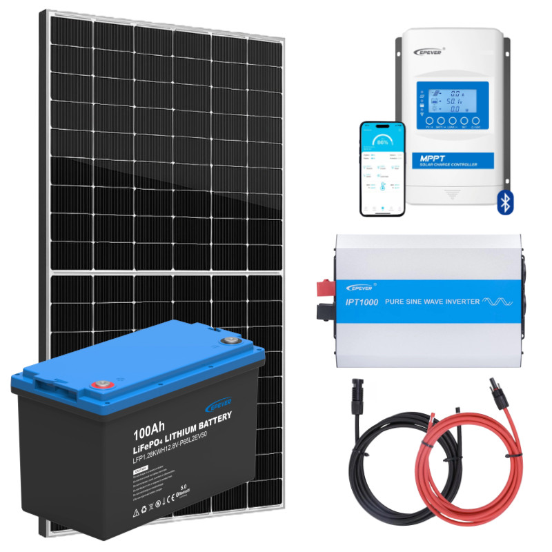 ELEKTROWNIA SŁONECZNA 435WP Z AKUMULATOREM - ZASILANIE 230V MOC 1000W + MPPT