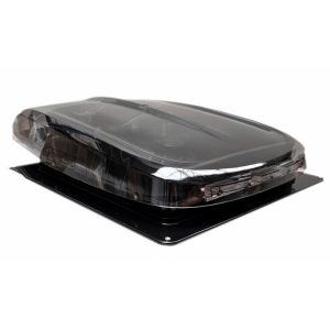 Okno dachowe z wentylatorem i oświetleniem LED do kampera, PLUS FAN TOTAL BLACK 400X400 mm