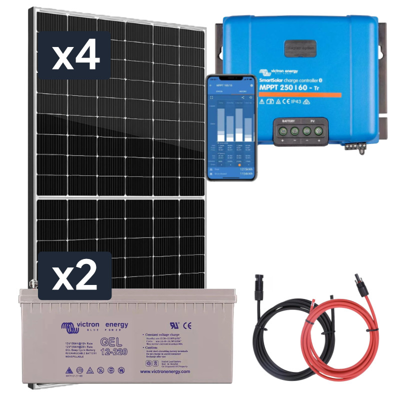 Panel słoneczny 4x435W i akumulator żelowy 2x220Ah z regulatorem MPPT 24V