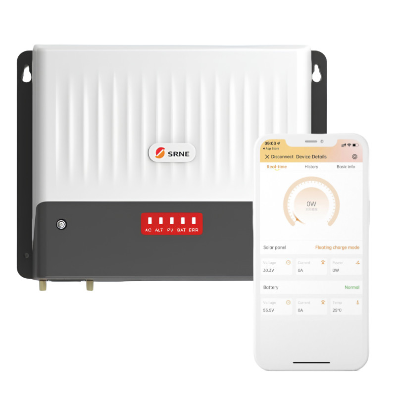 Ładowarka 3-w-1 SRNE: Sieć publiczna + PV + Alternator 30A